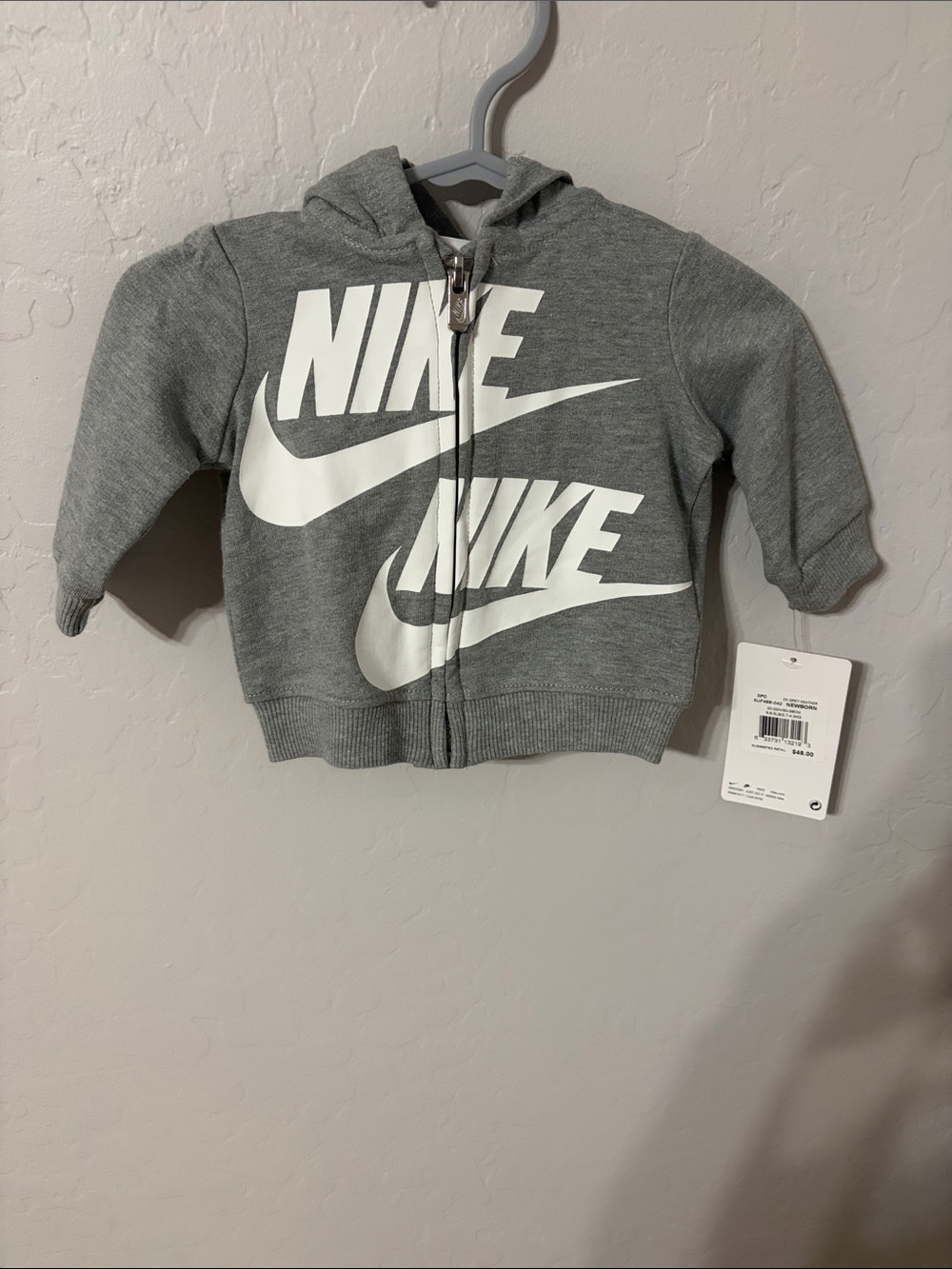 Nike Grey Toddler Zip-Up Hoodie with White Logo